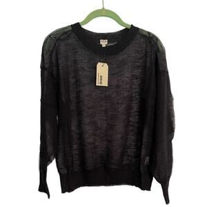 UNIQ Women's Black Sheer Long Sleeve Sweater Style SW-70617 Size S/M NWT